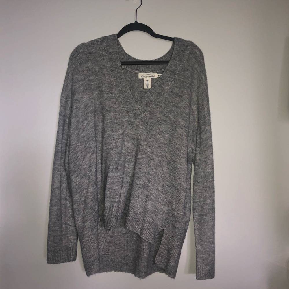 Gray hi-low sweater